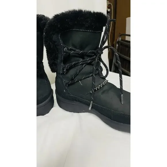 •Clarks Winter Boots Wave Walk Leather Faux Fur Insulated Waterproof 9.5 - Picture 3 of 10